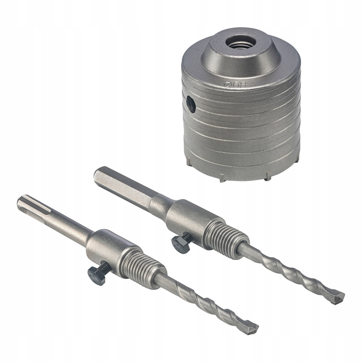 Zestaw otwornic 68mm TCT z adapterem HEX i SDS+ korona wiertnicza do betonu komórkowego, cegły, ceramiki, kamienia i