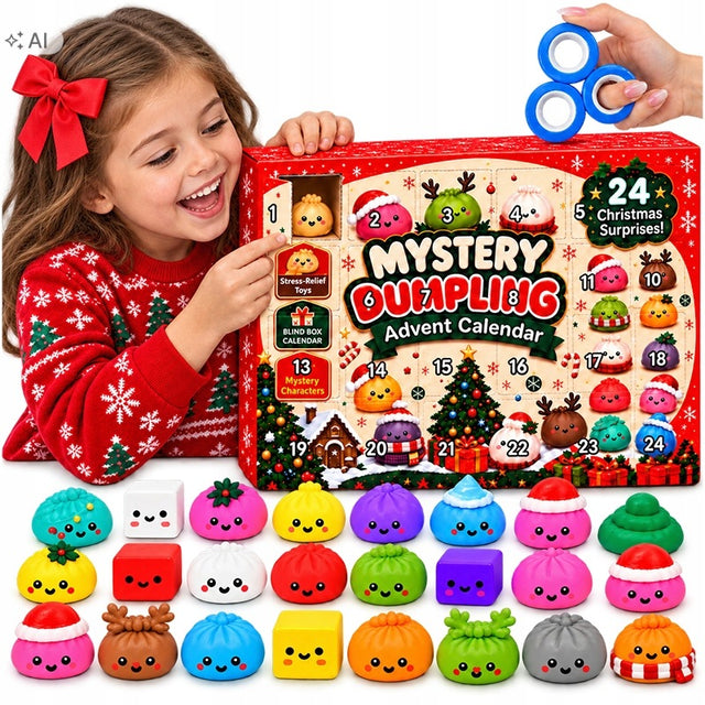 Kalendarz adwentowy gniotki squishy mochi zabawki 24 sztuki z gniotkami stojący