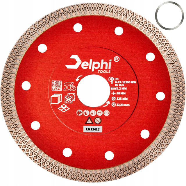 Tarcza diamentowa do cięcia gresu płytek kamienia ceramiki spieku 125mm 1.2 na sucho, beton, cegła, szkło, płyty cementowe, otwór 22,2 mm