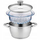 GARNEK DO GOTOWANIA NA PARZE PAROWAR SZKLANY NIERDZEWNY STIMA 20CM 3EL. 2.5 l srebrny