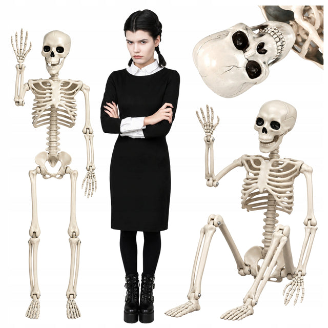 Szkielet człowieka kościotrup 90 CM duży halloween ozdoby dekoracje duch XL plastikowa figura stojąca, rekwizyt na imprezę tematyczną