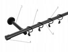 Karnisz metalowy pojedynczy fi19 mm loft - 140cm Czarny mat drążek do zasłon i firan, do salonu i sypialni