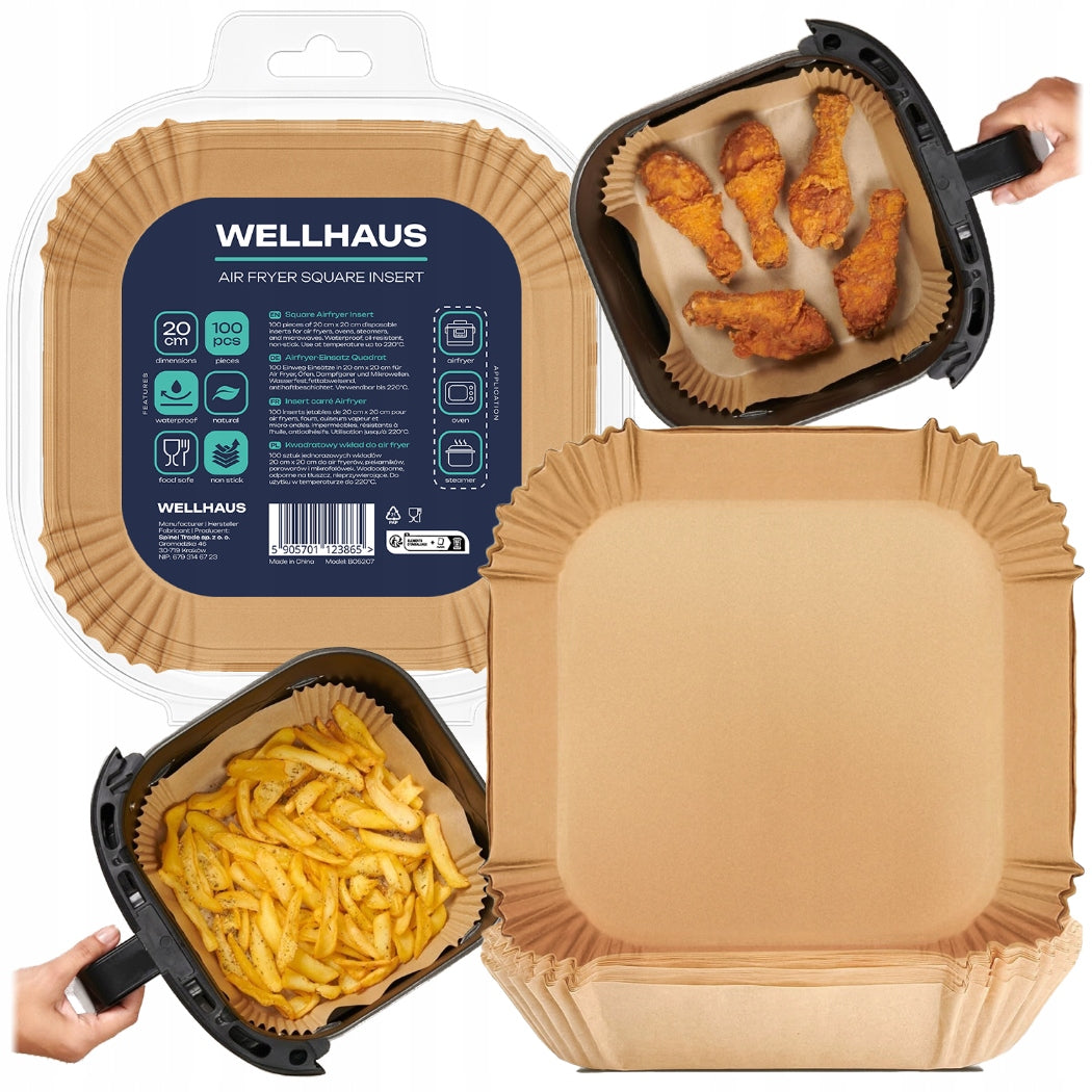 300x WKŁAD DO FRYTKOWNICY BEZTŁUSZCZOWEJ AIR FRYER PAPIER 20 cm XL WELLHAUS papier do pieczenia /Wzór z 804 sztuk