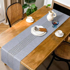 Bieżnik Dekoracyjny szary Ażurowy na Stół Elegancki Obrus Święta 180x35 cm serweta poliestrowa do jadalni