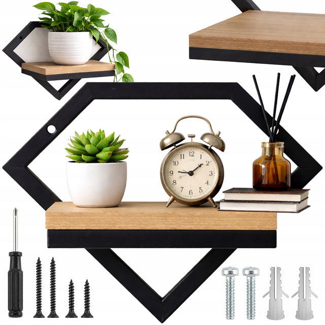 Kwietnik wiszący ścienny metalowy półka na kwiaty doniczkę ścianę loft stojak roślinny czarny 19 cm