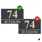 Premium Tabliczka Adresowa Numer na dom Lustrzane Antracyt - Złoty 40x20 cm oznaczenie posesji, szyld wejściowy z