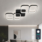 Kwadratowa lampa sufitowa LED 3000-6500K ściemniana 72 w z pilotem, czarny plafon do pokoju, regulacja barwy światła