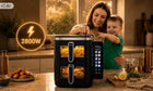 Frytkownica beztłuszczowa dwukomorowa 11L2800W airdweller AIR fryer czarna czarny