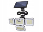 Lampa solarna LED 333 LED 4 panele pilot czujnik ruchu PIR panel zewnętrzny reflektor na podjazd garaż ogród 800 lm 8 w