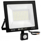 Halogen LED z czujnikiem ruchu 100W lampa Reflektor Naświetlacz zewnętrzny do ogrodu, garażu i podjazdu, 6000 K, IP66