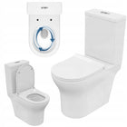 Kompakt WC wirowy poziomy lavita ecolet 3.0 z deską wolnoopadająca miska ustępowa bezkołnierzowa do łazienki, 35x66x83
