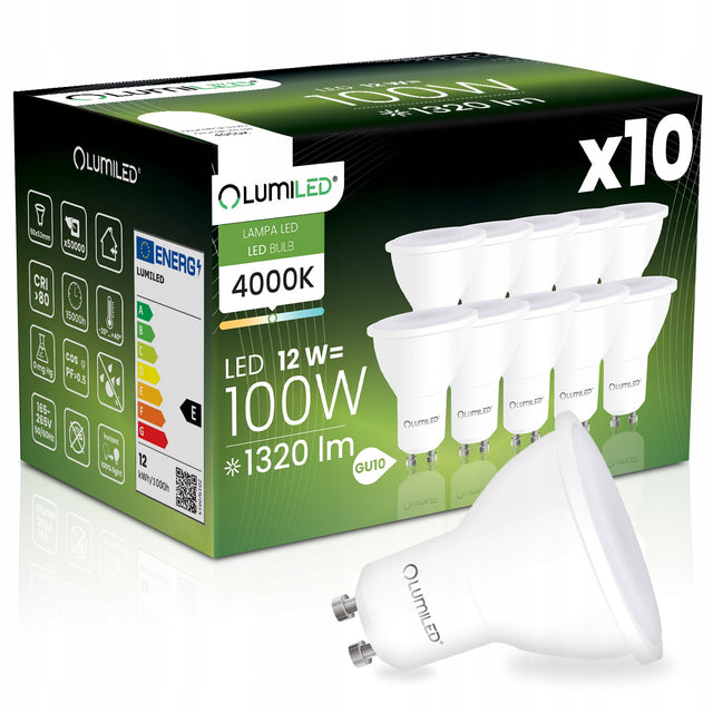 10x żarówka LED GU10 reflektor 12W = 100W 1320LM 4000K neutralna lumiled do opraw sufitowych, spotów, oświetlenie punktowe