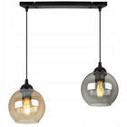 Lampa sufitowa wisząca żyrandol szklane kule czarna listwa nad stół wyspę do jadalni kuchni 2x E27 klosze 10 cm do 60 w