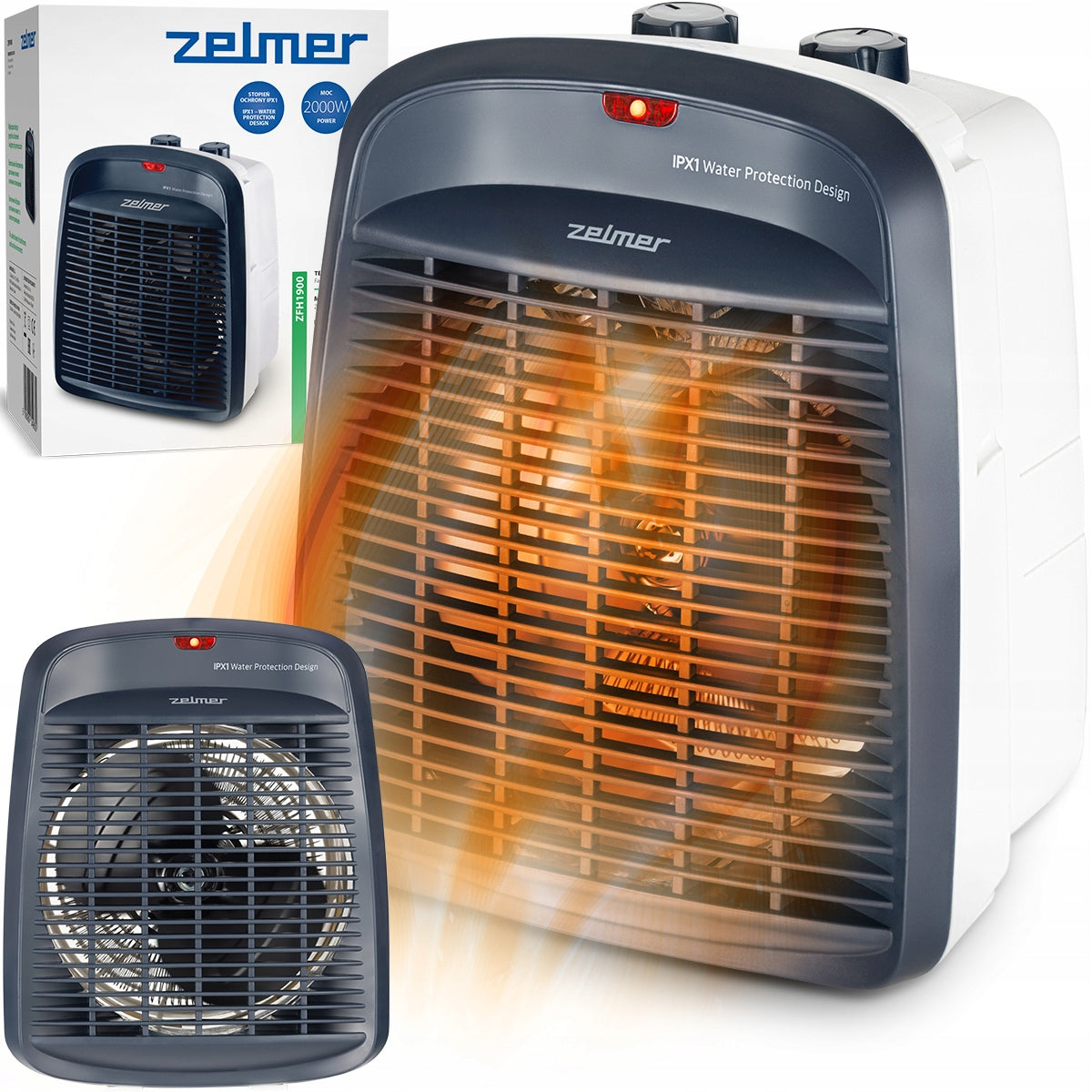 Farelka grzejnik zelmer termowentylator nagrzewnica elektryczna 2000W biały