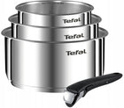 Stalowe garnki Tefal Ingenio Emotion Rondle 16/18/20cm indukcja rączka srebrny stal nierdzewna