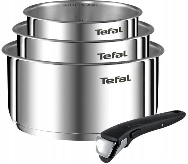 Stalowe garnki Tefal Ingenio Emotion Rondle 16/18/20cm indukcja rączka srebrny stal nierdzewna