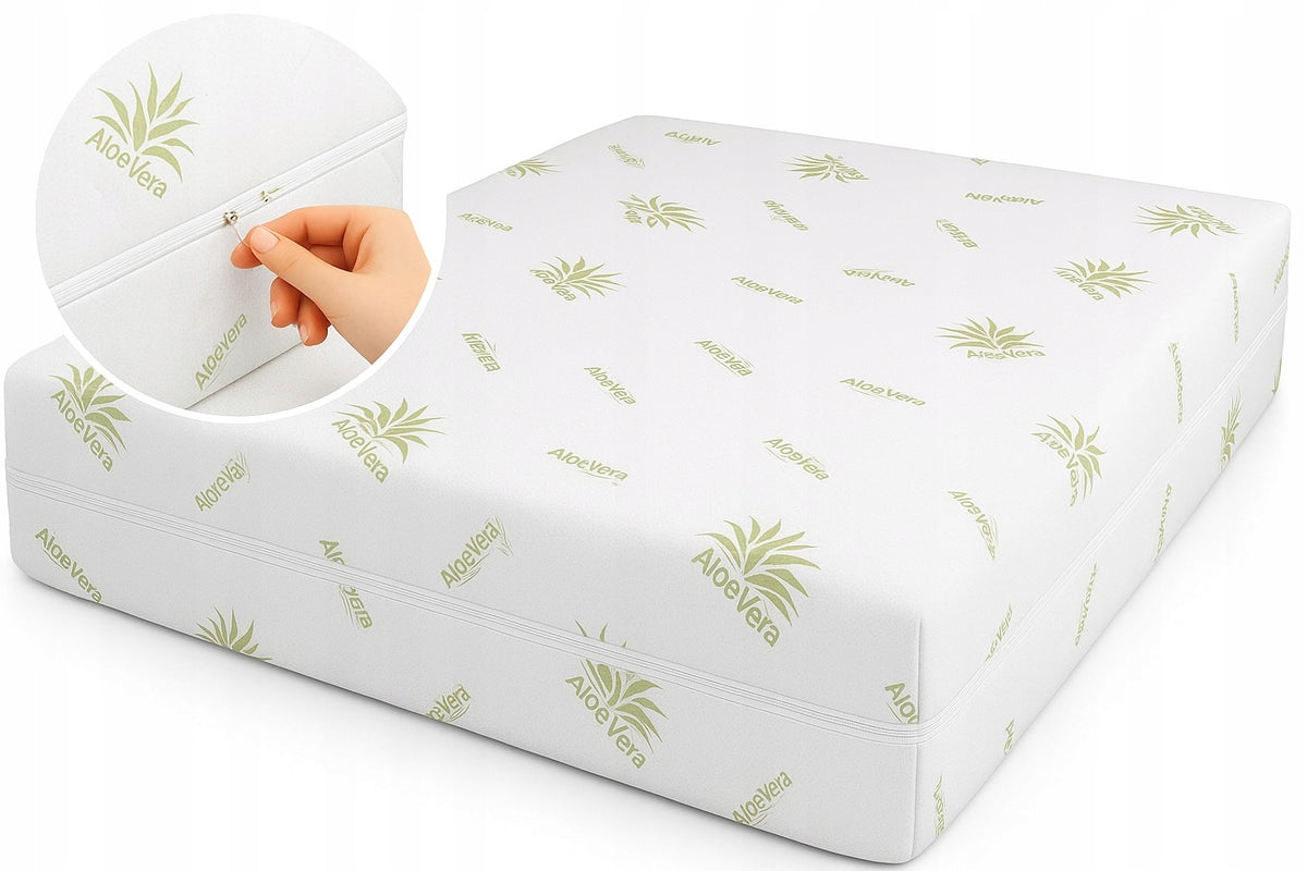 Pokrowiec na materac premium ochraniacz 140x200 na zamek aloevera na wymiar powłoka antyalergiczna, pranie w pralce