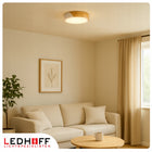 Lampa sufitowa Plafon LED drewno biały okrągły 30cm 30W Neutralny do salonu oświetlenie pokojowe zintegrowane źródło