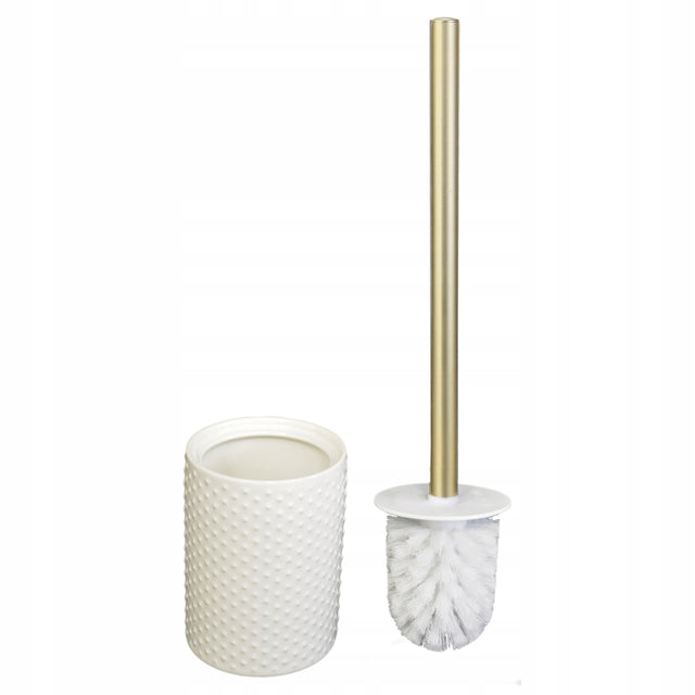 Szczotka do wc ceramiczna biała łazienkowa wytrzymała budowa stylowa wolnostojące 37.5-37.5 cm biały ceramika