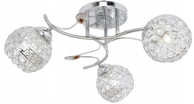 Żyrandol plafon LED lampa sufitowa kryształ chrom oprawa wisząca 3-punktowa metalowa srebrna na żarówki E27