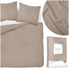 Pościel pure adamaszek paski 220X200cm taupe ciemny BEŻ premium prezent komplet do sypialni satyna bawełniana 3 części