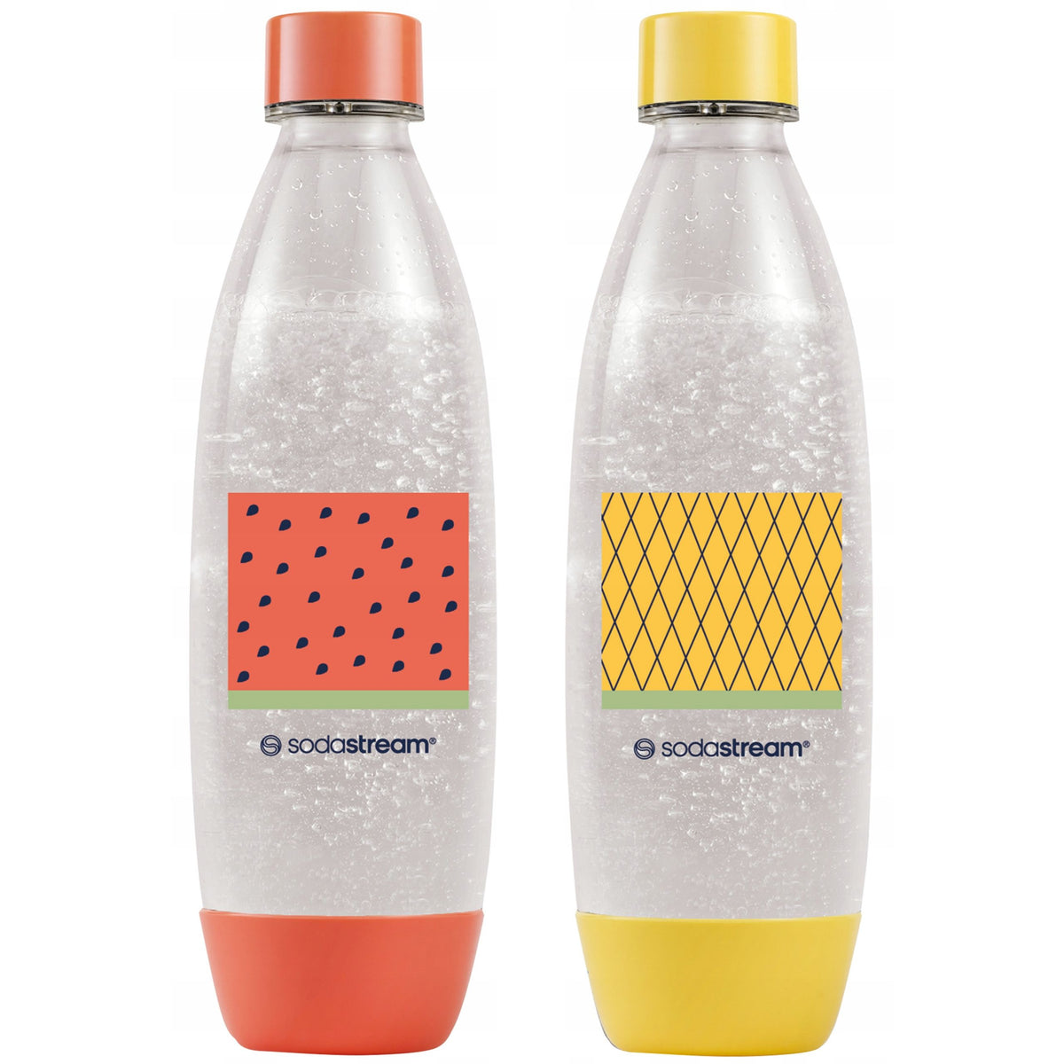 Zestaw 2 szt. 1 litrowe butelki Sodastream do Saturatora pomarańczowo żółta 1000 ml