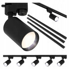 Oświetlenie Szynowe Listwa 3m Reflektor Lampa 5x GU10 Szynoprzewód 3x 1m system sufitowy czarny oprawy na żarówki bez
