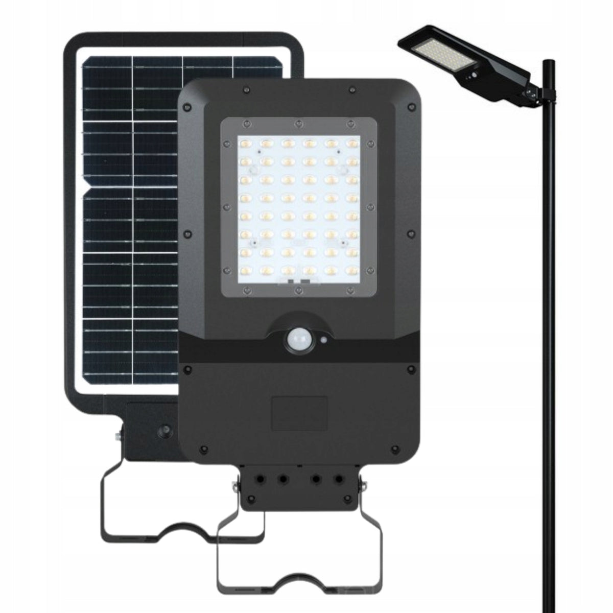 Lampa oprawa uliczna solarna LED 15W 4000K z czujnikiem ruchu wodoodporna naświetlacz zewnętrzny 1600 lm IP65 światło