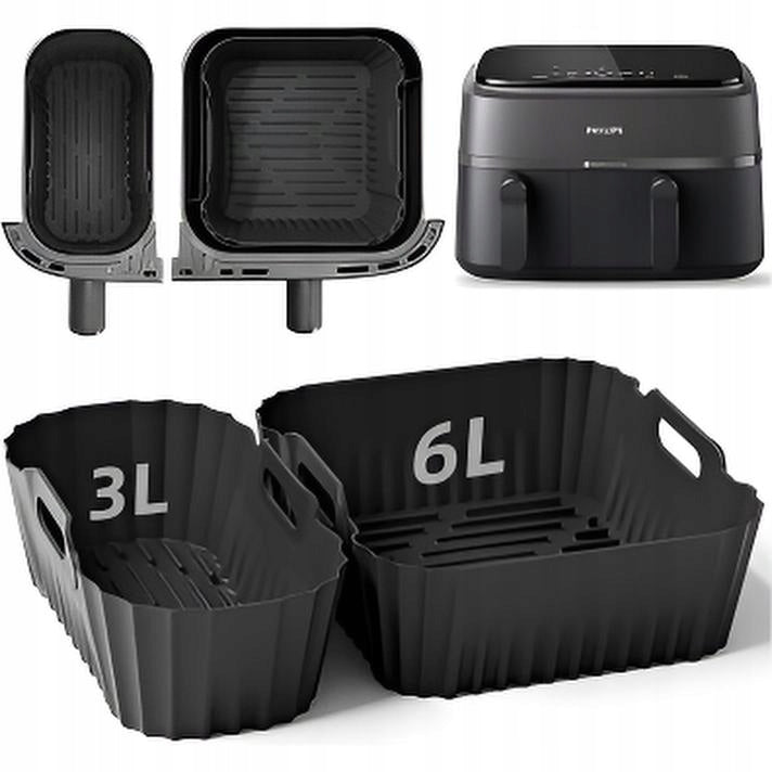 Silikonowa podwójna forma do frytkownicy beztłuszczowej AIR fryer philips foremka do pieczenia, wkład do kosza