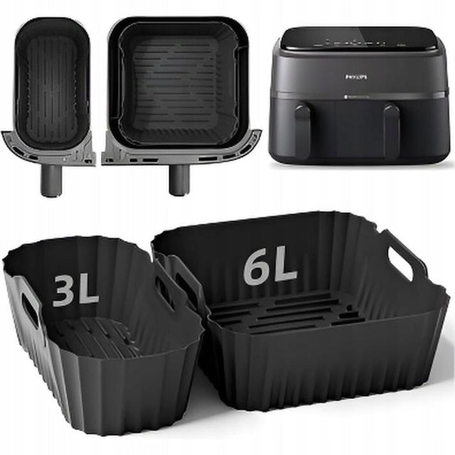 Silikonowa podwójna forma do frytkownicy beztłuszczowej AIR fryer philips foremka do pieczenia, wkład do kosza, akcesorium kuchenne 9 l