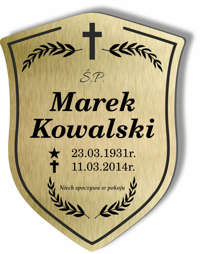 Tabliczka nagrobna nagrobkowa aluminiowa dibond UV metal 26x20 cm tablica cmentarna do oznaczenia grobu