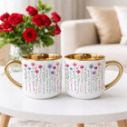 Kubek biały elegant XXL gotowy prezent ukryty przekaz kwiaty śmieszny ceramiczny 400 ml, złote zdobienie, opakowanie
