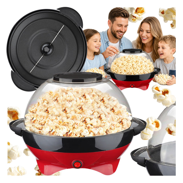 Maszyna do robienia popcornu 220 V 240 800W 2w1 z pokrywą przenośna 5l prażarka kukurydzy, urządzenie z miską, różowa