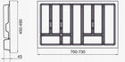 Wkład na sztućce do szuflady Organizer 80 szary tacka kuchenna z tworzywa sztucznego, 73 x 49 x 5 cm
