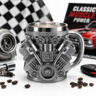 Kubek z motywem silnika V8 motor stal 300ml motoryzacyjny dla fana AUT naczynie na kawę i herbatę, upominek dla kierowcy