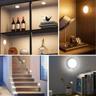 6X mini lampka USB lampa 8 LED z czujnikiem ruchu do oświetlenie szafki podświetlenie mebli, ciepła barwa, okrągła