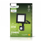 Halogen naświetlacz LED 20W zewnętrzny lampa z czujnikiem ruchu Garaż reflektor ogrodowy, 2000 lm, IP65, neutralna biel