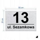 Nierdzewny Numer Na Dom Tabliczka Adresowa z Numerem Domu 32x21 cm Srebrny oznaczenie posesji, szyld na elewację