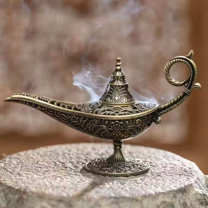 Kadzielnica kadzielniczka do kadzideł metalowa lampa alladyna podstawka na kadzidło dekoracyjna do domu 11,8 x 5 cm