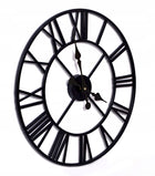 Zegar rzymski vintage retro loftowy czarny metalowy ścienny duży loft 50 cm analogowa tarcza na baterie do salonu i