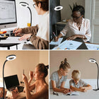 Lampa Biurkowa Led USB z Klipsem Elastyczna Lampa Regulowana Moc 3 Barwy lampka do nauki i czytania, ściemniana