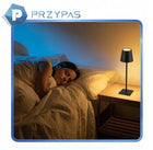 LAMPA LAMPKA LED NOCNA STOŁOWA BIURKOWA USB AKUMULATOR BEZPRZEWODOWA CZARNA oświetlenie metalowe do sypialni i salonu