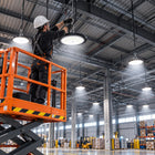 Lampa Wisząca LED Przemysłowa High Bay UFO Magazyn Hala 100W 12000lm IP65 oprawa do warsztatu i fabryki, czarna