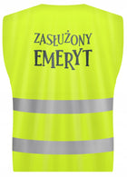 Zestaw emeryta laska z dzwonkiem i kamizelka odblaskowa zabawny prezent dla dziadka i taty, upominek z nadrukiem