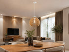 LAMPA WISZĄCA SUFITOWA ZWIS ŻYRANDOL BOHO LOFT DREWNIANA BAMBUS KLOSZ KULA oświetlenie do salonu sypialni jadalni gwint