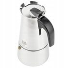 Kawiarka zaparzacz do kawy herbaty 200ml stalowa indukcja GAZ 4 filiżanki mokapot, mycie w zmywarce, czarno-srebrna