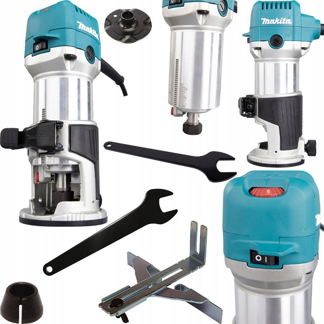 Frezarko-wycinarka Makita RT0702C 710W trymer stolarski, do obróbki krawędzi, tuleja 6/8 mm, głębokość frezowania 40 mm