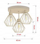 Lampa Sufitowa Żyrandol Plafon Metalowa LOFT LED 3xE27 Beżowa Druciana do salonu, jadalni, kuchni i sypialni