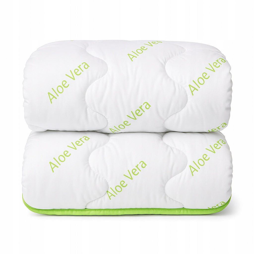 KOŁDRA 160x200 CAŁOROCZNA ALOES POLSKI PRODUKT ANTYALERGICZNA ALOE VERA mikrofaza, włókna silikonowe, możliwość prania