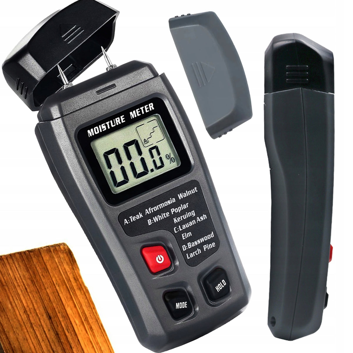 Wilgotnościomierz do drewna Miernik wilgotności drewna wyświetlacz LCD tester wilgoci, pomiar desek i tarcicy, kontrola
